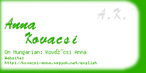 anna kovacsi business card